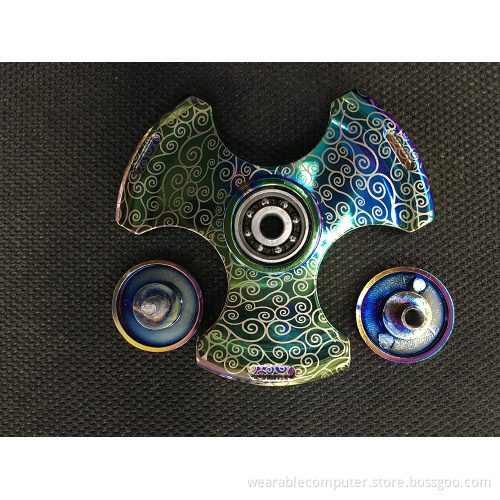 Hot sale zinc alloy fidget hand tri spinner decompression rainbow metal fidget spinner free sample fidget toys